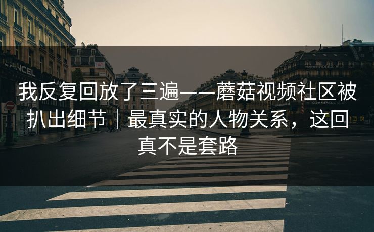 我反复回放了三遍——蘑菇视频社区被扒出细节|最真实的人物关系,这回真不是套路 我反复回放了三遍——蘑菇视频社区被扒出细节|最真实的人物关系,这回真不是套路